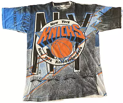 NBA New York Knicks Magic Johnson T's Tee T Shirt Size XL Vintage All Over Print • $299