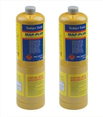 £18.98 • Buy 2x MAPP Map Plus 400g Bottle Disposable Gas Cylinder Plumbers Torch Jet Burner