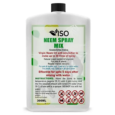 Neem And Eucalyptus Oil Spray Concentrate 300ml Makes 3 Ltrs Horse Fly Spray • £14.99