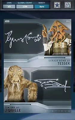 £1.20 • Buy Topps Star Wars Card Trader Rare Platinum Signatures - J'Quille & Tessek