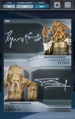 £1.20 • Buy Topps Star Wars Card Trader Rare Platinum Signatures - J'Quille & Tessek
