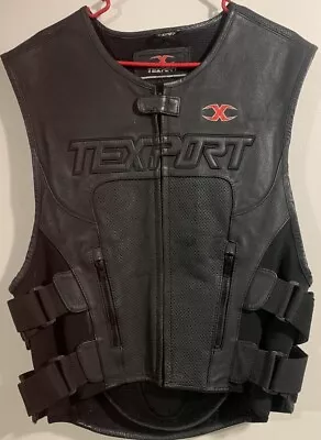 Texport Leather Motorcycle Vest With Protective Inner Back Shell Men’s Size 42M • $76.96