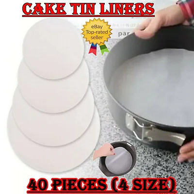 £2.99 • Buy 40 Pack Grease Proof Cake Tin Liners Paper Non Stick Baking Case Parchment Bake