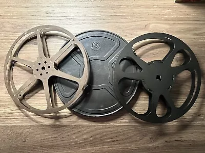 7” Film Reel Lot (3) Goldberg Brothers Metal Film Canister - Antique Movie Decor • $24.99