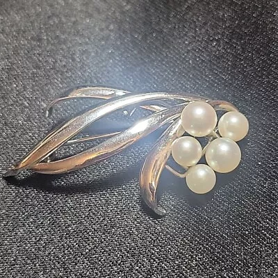 Mikimoto Vintage Sterling Silver And Pearl Brooch • $57