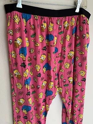 L Meundies X The Simpsons Pink Pajama Pants Lounge Soft Stretch Cartoon TV Show • $29.99