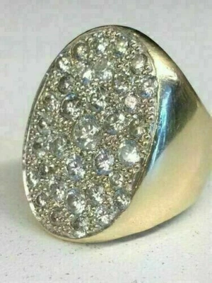 $276.21 • Buy Round Cut Lab Created Diamond Men's 2.10CT Cluster Ring 14k Yellow Gold Plated.