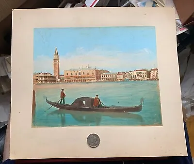 LARGE C1890s VENICE ITALY HAND COLORED PHOTO OR PRINT ! ANTIQUE ART ORIGINAL W@W • $7.99