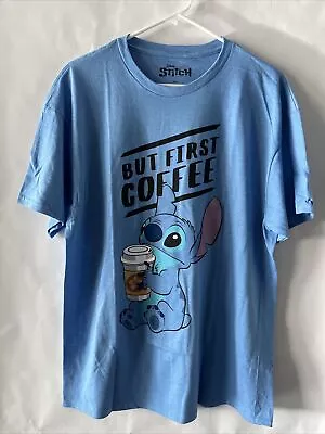 Disney Stitch Men’s Large “But First Coffee” Short Sleeve T-Shirt • $8