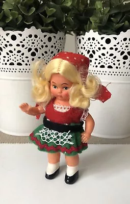 Vintage Hard Plastic Celluloid? German Girl Doll Blond Hair Arms Moveable 12cmT • $19.99