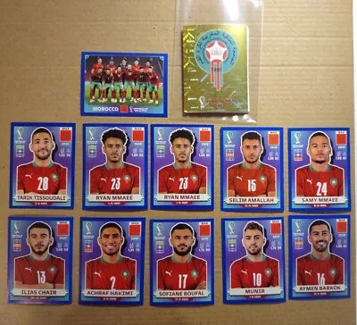 Morocco Full Team Set Panini 2022 FIFA World Cup Qatar Sticker - MAR 1-20 + 11 • $25.95