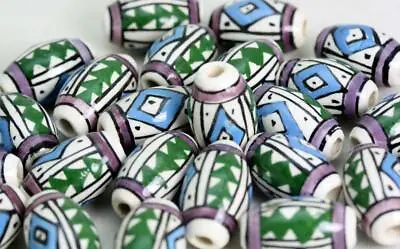 £3.99 • Buy Hand Painted Beads Great For Crafts ,braiding And Jewellery Made In Peru  V078