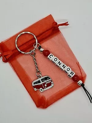 Personalised Red Camper Van Keyring Traveller Gifts Caravan Keyring • £4.43