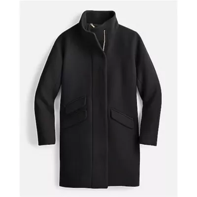 J. Crew Nello Gori Cocoon Coat In Italian Stadium-Cloth Wool Black Size 2P J8375 • $119