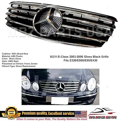 AMG Style Grille E-Class Black-Chrome Star E320 E500 E55 2003 2004 2005 2006 New • $155