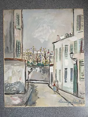 SCARCE: M UTRILLO -  Rue Cortot A Montmartre - LE VILLAGE INSPIRE Pochoir C1950 • $1893.61