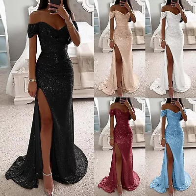 Women's Prom Dress Party Dress Sequin Dress  Maxi Dress Short Sleeve Pure Color • £29.11