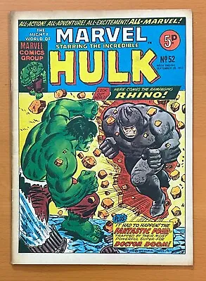 Mighty World Of Marvel #52 RARE MARVEL UK 1973. Stan Lee. FN/VF Bronze Age Comic • £19.95