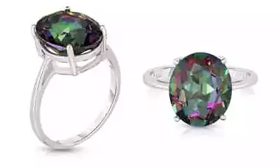 $13.99 • Buy 5.00 CTTW Lab Created Mystic Topaz Oval Cut 925 Sterling Silver Ring Sizes 6-9