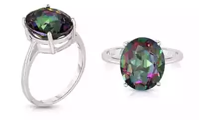 5.00 CTTW Lab Created Mystic Topaz Oval Cut 925 Sterling Silver Ring Sizes 6-9 • $13.99