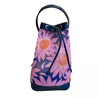 Vera Bradley Women’s Pink Blue Sunflower Loves Me Mesh Drawstring Mini Tote • $23