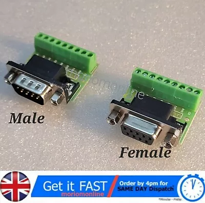 D-sub DB9 Breakout Board Connector 9 Pin 2 Row Male / Female RS232 Serial Port  • £5.75