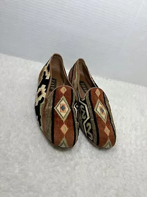 $50 • Buy Zalo Gentry Cheyenne Aztec Print Slip On Loafer Brown Green Women's Sz 8.5M