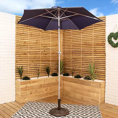 2m Aluminium Garden Patio Sun Shade Parasol With Crank & Tilt Mechanism In Navy • £26.25