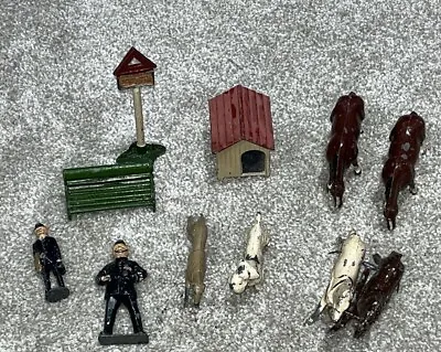Lot Vintage Lead Figures Animals Police Horses Dogs Bench Sign England France (f • $35