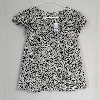 J Crew White Beige Cheetah Print Cap Sleeve Blouse Size Medium New With Tags • $19.95