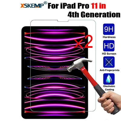 2Pcs Tempered Glass Screen Protector Cover For IPad Pro 11 Inch 1st 2nd 3rd 4th • £4.31