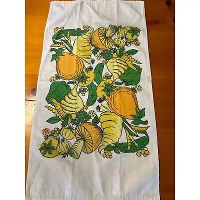 Vintage Vegetables Mushrooms Kitchen Hand Dish Towel Made In USA • $15