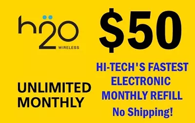 $50 H2O H20 PREPAID REFILL ✅  DIRECT TO PHONE NOW!  ✅ 30Yr TRUSTED USA SELLER! • $54.75