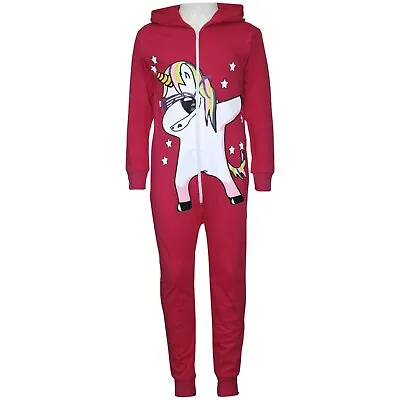 Kids Girls 100% Cotton Unicorn Dab Pink A2Z Onesie One Piece All In One Jumpsuit • £9.99