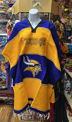 NFL Poncho Minnesota Vikings Acrylic Cotton/ NEW Made In 🇲🇽🇲🇽🇲🇽🇲🇽 • $39.99