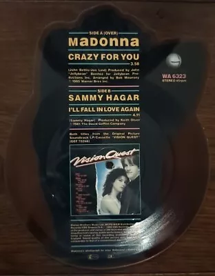 Madonna Crazy For You Shaped Picture Disc Vinyl Record VG WA6323 1985 • $49.78