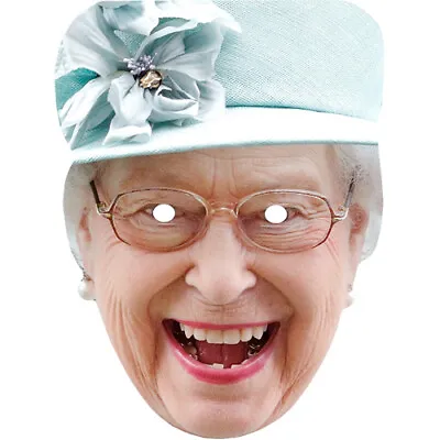 Queen Elizabeth 2 Royal Celebrity Card Face Mask - Ready To Wear - Fancy Dress • £1.45