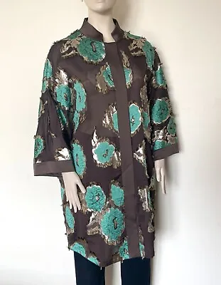 MARINA RINALDI Silk Blend Duster Coat Size 29 MR 20W US 50 DE 58 IT • $175