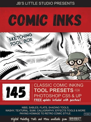 $4 • Buy 145! Comic Inking Ink Brushes Tool Presets For Photoshop CS5 + (CC)