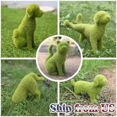 ON SALE!! Dog Statue Cat Topiary Flocking Sculptures Outdoor Garden Yard Decor • $17.99