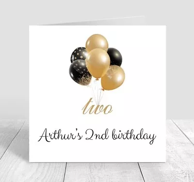 Personalised 2 Year Old Birthday Card 2nd Birthday Card For Girl Balloon  6x6 • £2.83