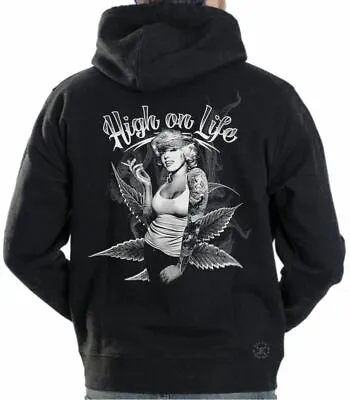 $19.99 • Buy Marilyn Monroe High On Life Hooded Sweat Shirt ~ Sexy Pinup Hoodie Weed Pot