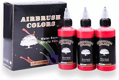 SAGUDIO Acrylic Airbrush Paint 3 X 100ml Red/Scarlet Water Based Colors • £9.99
