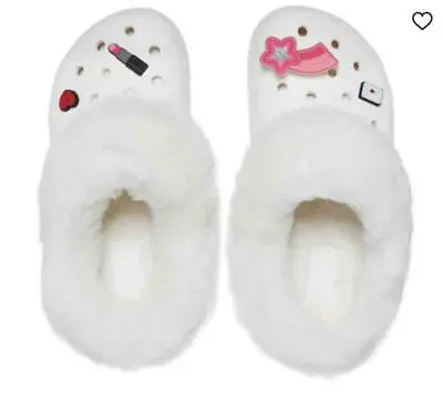 Crocs Fur Classic Mammoth Charm Clog White Size 11w/9m • $119.95