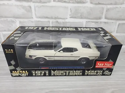 Sun Star 1971 Mustang Mach I 351 Ram Air White With Black Stripe 1/18 Scale 3602 • $80