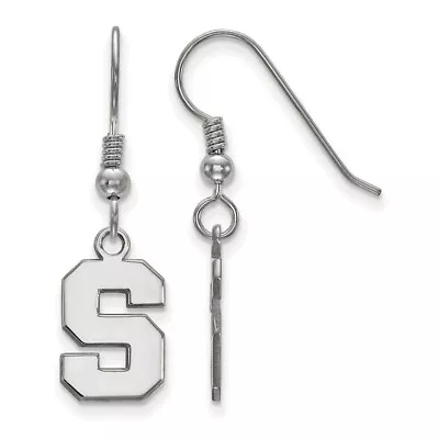 Michigan State Spartans School Letter Logo Dangle Earrings In Sterling Silver • $55.99