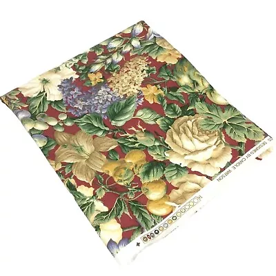 P Kaufmann Floral Fruit Upholstery Fabric Remnant Red White Roses 1.29 Yards • $24.99