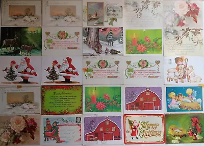 25 Vintage 1970s Postcards: Christmas Nativity Poinsettias Santa Children Lot 89 • $12.99