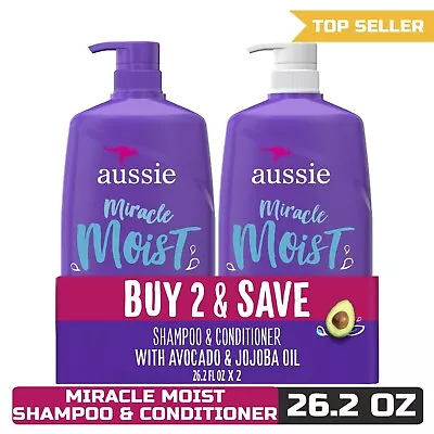 Aussie Miracle Moist Shampoo And Conditioner Hair Set 26.2 Fl Oz • $25.70