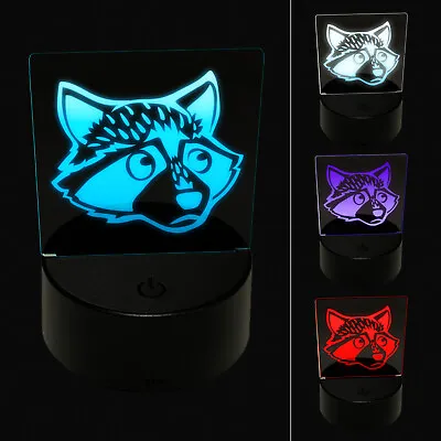 Cute And Guilty Raccoon Head 3D Illusion LED Night Light Sign Lamp • $19.99